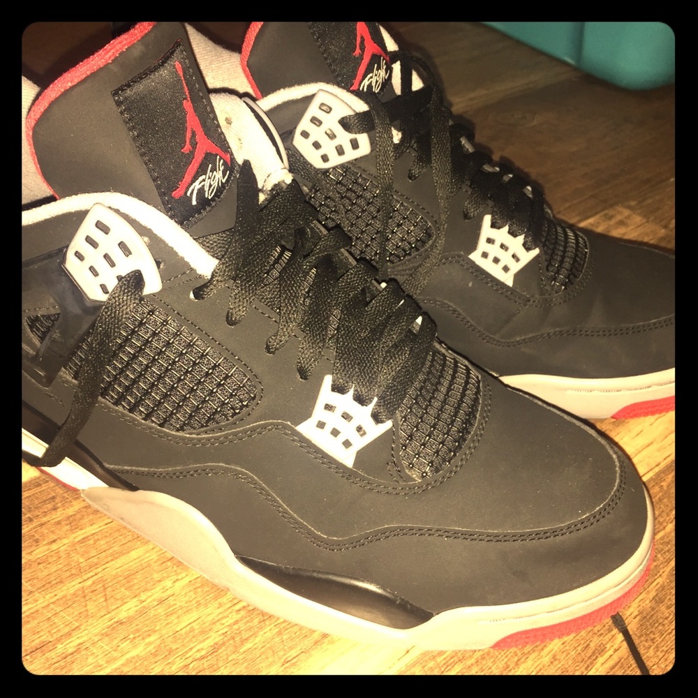 Size 12.5 Air Jordan 4 Retro  Black Red White Gray